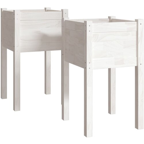 Maison Chic Vrtno cvetlično korito - Cvetlični Lonec 2 kosa belo 40x40x70 cm trdna borovina, (21789880) Cene