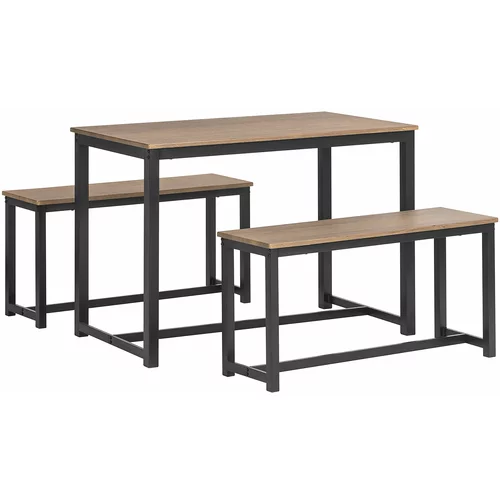SoBuy komplet jedilne mize z 2 klopmi z vzorcem iz tikovega lesa v industrijskem slogu, (20814590)