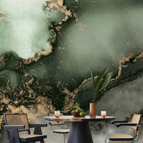  Foto tapeta - Green Watercolour - Abstraction Inspired by Marble Structure 350x256 Vodootporna Cene