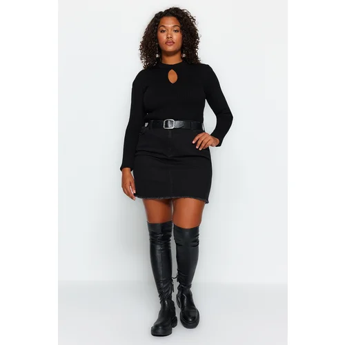 Trendyol Curve Black Pocket Detailed Denim Skirt