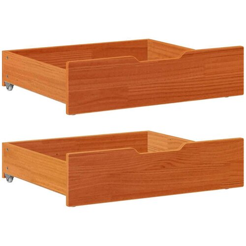 VidaXL Ladice ispod kreveta 2 kom vo&amp;scaron;tano smeđe 75x55x16cm od borovine Slike
