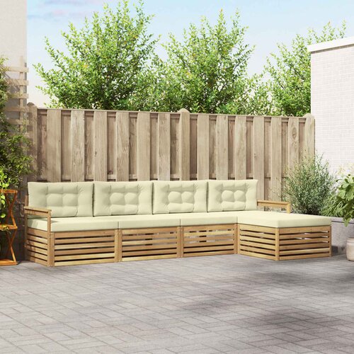  Set vanjskih sofa 5 kom. Bijela i krem Poliester Slike