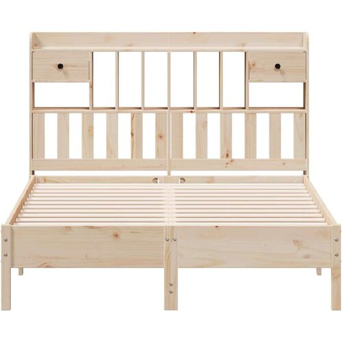VidaXL Krevet s regalom za knjige bez madraca 135x190 cm od borovine Slike