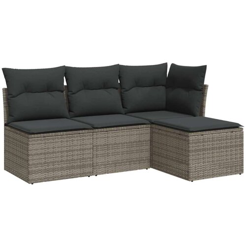 vidaXL 4-dijelni set vrtnih sofa od poliratana s jastucima sivi Cijene
