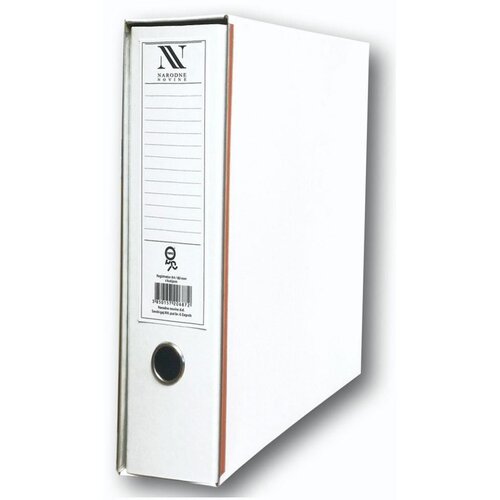 NANO Registrator s kutijom, A4, 8 cm, plastificirani, s metalnim letvicama, , bijeli Slike