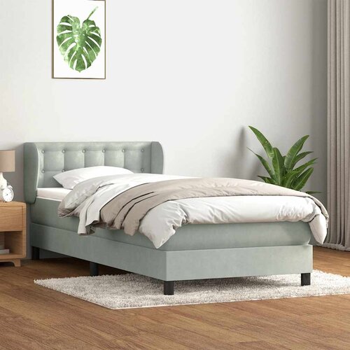 VidaXL Box Spring krevet s madracem svijetlo sivi 90x220 cm bar&amp;scaron;un Slike