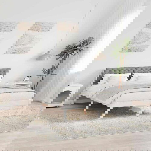  Okvir kreveta s uzglavljem Bijela i svijetlosiva 140 x 200 cm Slike