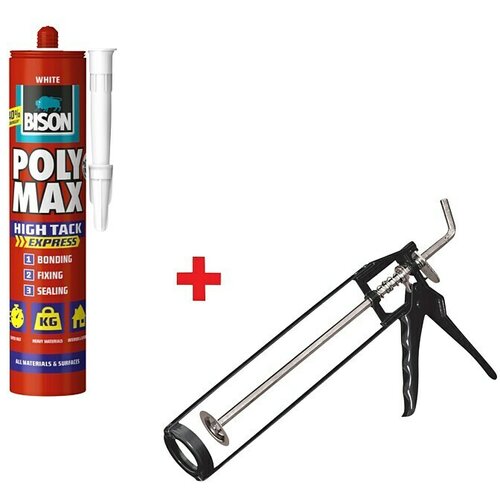 Bison Konstrukcijsko lepilo Poly Max High Tack Express Crt (set lepila ter pištole za kartuše, 440 g) Cene