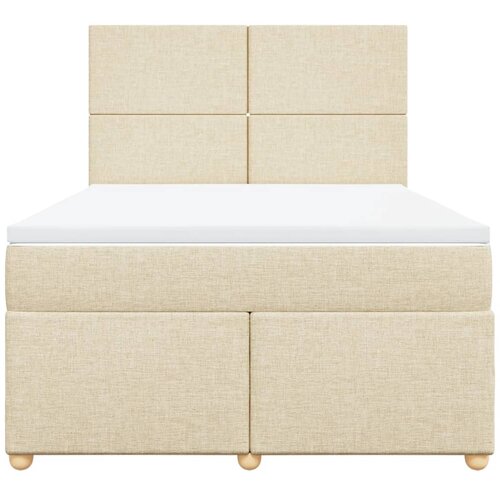  Krevet s oprugama i madracem krem 160x200 cm od tkanine Slike