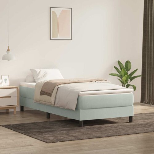 VidaXL Box Spring krevet s madracem svijetlo sivi 90x220 cm bar&amp;scaron;un Slike