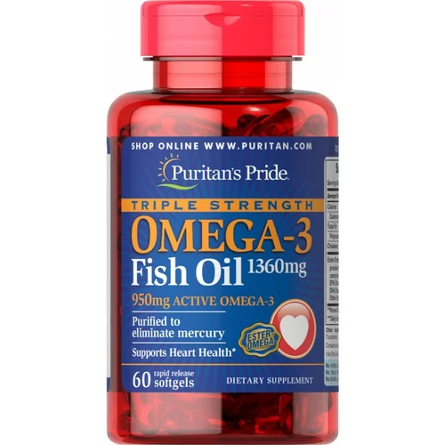  Puritan's Pride Omega 3 1360 mg trojna moč, kapsule