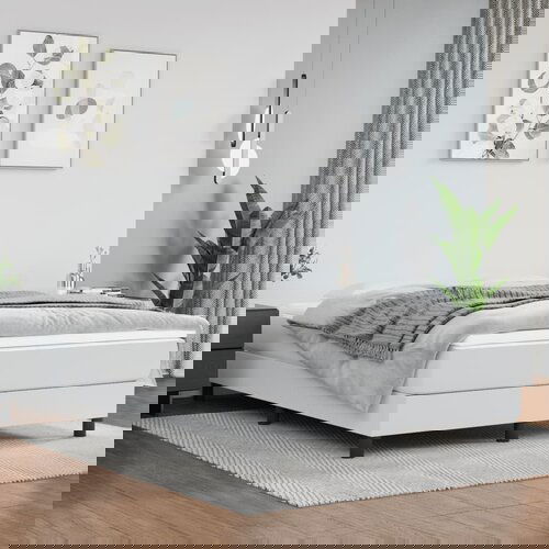VidaXL Krevet s oprugama i madracem bijeli 140x190 cm od umjetne kože Slike