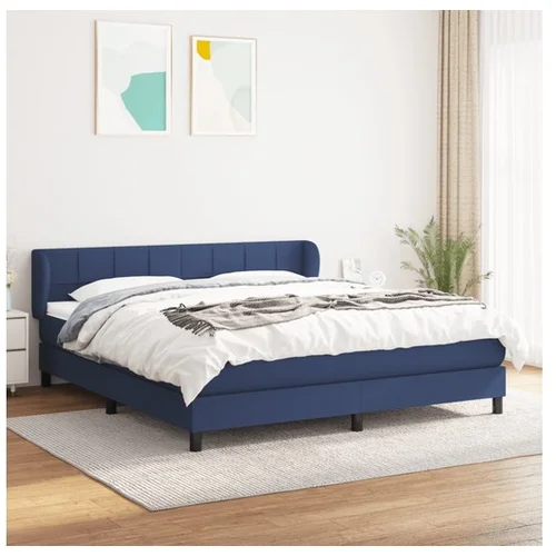  Box spring postelja z vzmetnico modra 180x200 cm blago