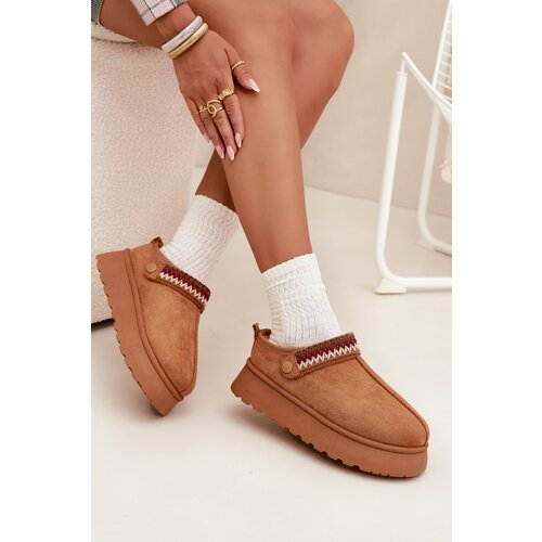 Boto Women&amp;#039;s Low Snow Boots With Movable Strap And Embroidery On Platform Camel Lyrisse Slike