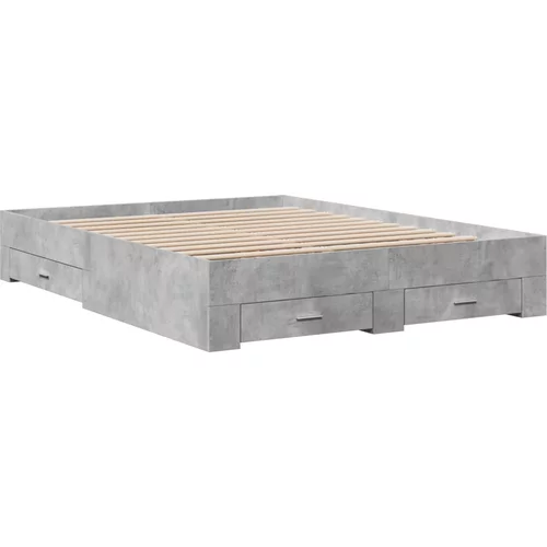 vidaXL Posteljni okvir s predali betonsko siv 150x200cm inženirski les, (21128520)