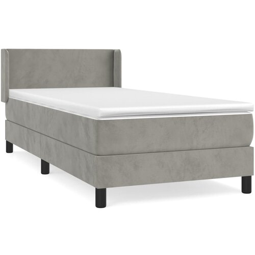 VidaXL Box spring postelja z vzmetnico svetlo siv 90x190 cm žamet, (20725789) Slike