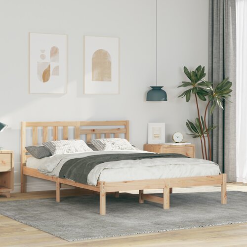 vidaXL Krevetna konstrukcija Smeđa 135 x 190 cm Čvrsta borova drva Cene