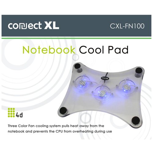 Connect Xl Hladnjak za laptop 4D, 12”-15”, 3 ventilatora, konekcija USB – CXL-FN100 Cijene