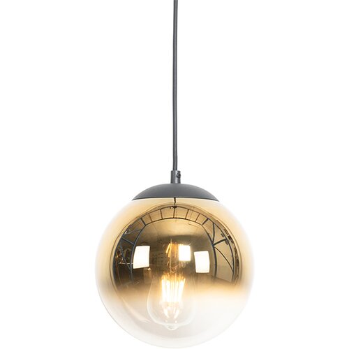 QAZQA Art Deco viseča svetilka črna z zlatim steklom 20 cm - Pallon Cene