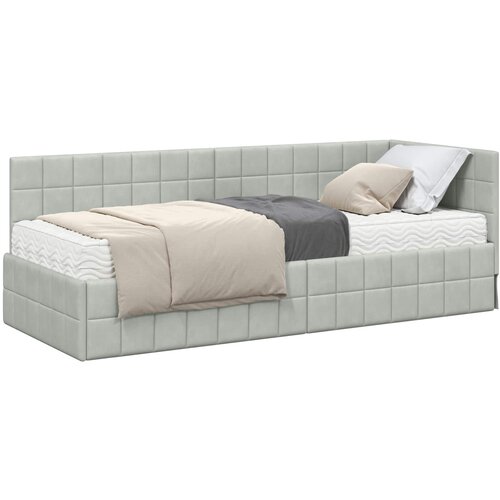 vidaXL Kotni okvir postelje z matrico 2 pcs Svetlo siva Žamet, (5000162911) Cene