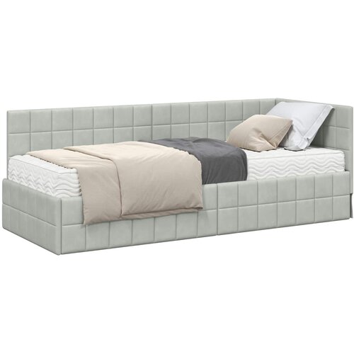 vidaXL Kutni krevetni okvir s madracem 2 pcs Svjetlosiva Bar&scaron;un - Svjetlosiva 80 x 200 cm Cijene