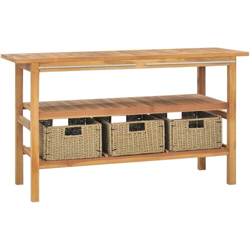 VidaXL Kopalni&amp;scaron;ka toaletna omarica s 3 ko&amp;scaron;arami tikovina 132x45x75 cm Slike