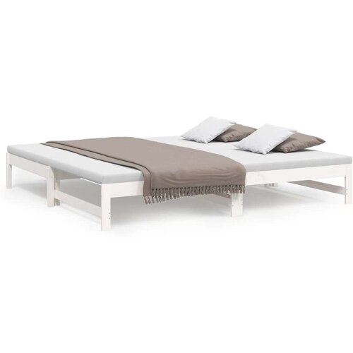 VidaXL Dnevni ležaj na izvlačenje bijeli 2 x (100 x 200) cm borovina Slike