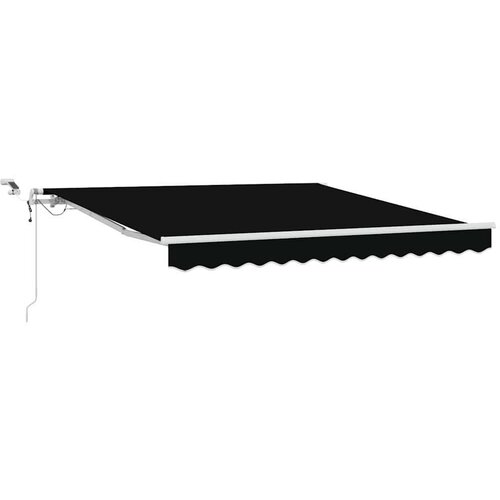  Skrovita tenda Crna 350 x 250 cm Poliester i metal Slike
