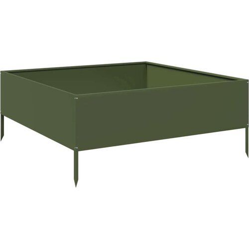 VidaXL Povi&amp;scaron;ena vrtna gredica maslinastozeleni 100x100x25 cm od čelika Slike