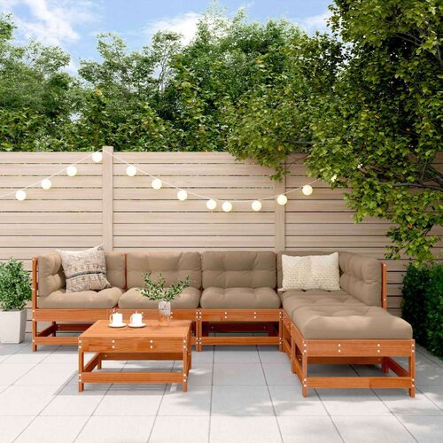  Set lounge namještaja za vrt 7 pcs Vosak smeđa i taupe - Vosak smeđa bor Cene