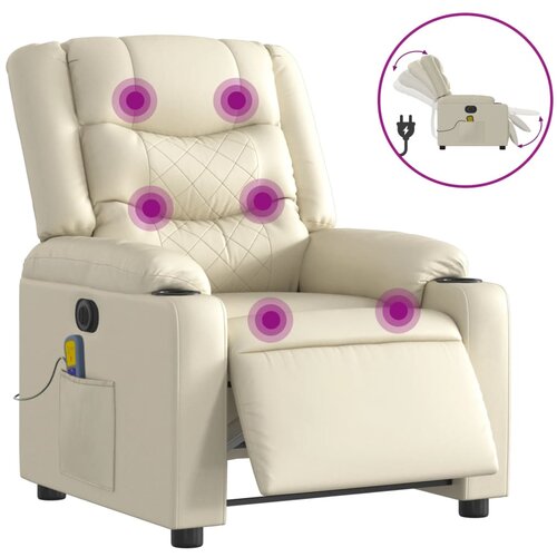 Maison Chic Električni masažni naslanjač - Relax naslanjač krem umetno usnje, (22134385) Cene