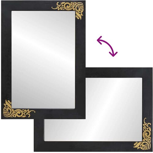  Zrcalo za kupaonicu s ogledalom Crna i srebrna 70 x 50 x 2 5 cm Slike