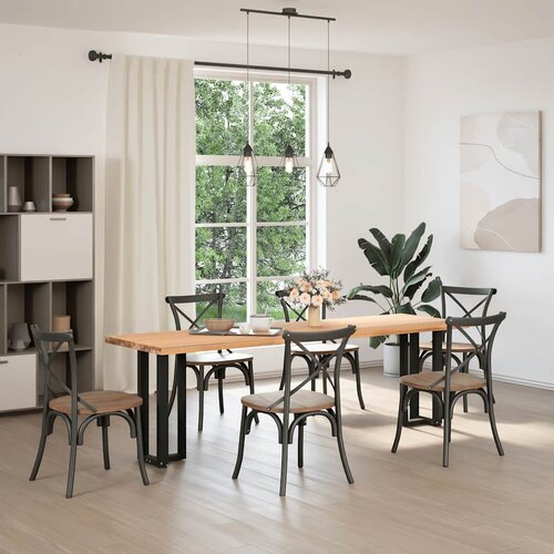 Maison Chic konzolna miza - miza ob steni noge T-oblika 2 kosa črna 25x28x(72-73) cm jeklo, (21786059) Cene