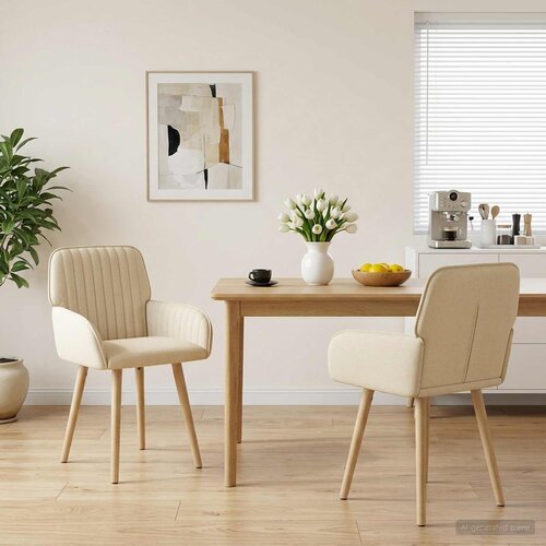  Trpezarijske stolice 2 pcs Tkanina Krem 56,5 x 50 x 87,5 cm Cene