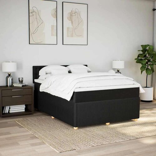 VidaXL Krevet s oprugama i madracem crni 160x200 cm od tkanine Slike