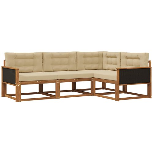 vidaXL Zunanja garnitura za sedenje z blazino 4 pcs Naravna in bež, (5000279947) Cene