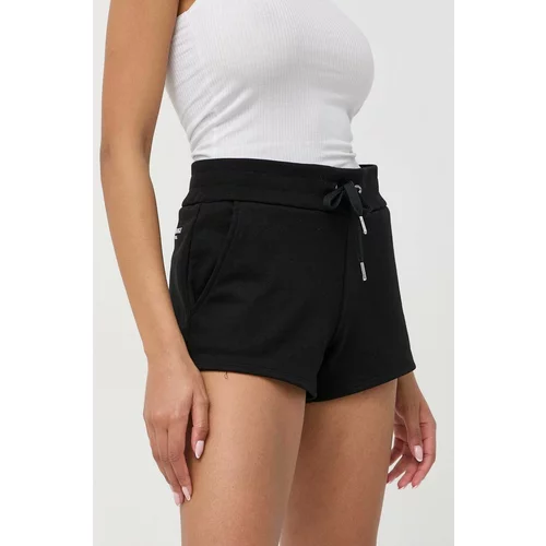 Armani Exchange Kratke hlače za žene, boja: crna, glatki materijal, visoki struk