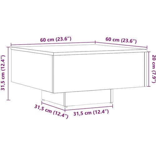  Stol za kavu staro drvo 60x60x31,5 cm konstruiranog drva Slike