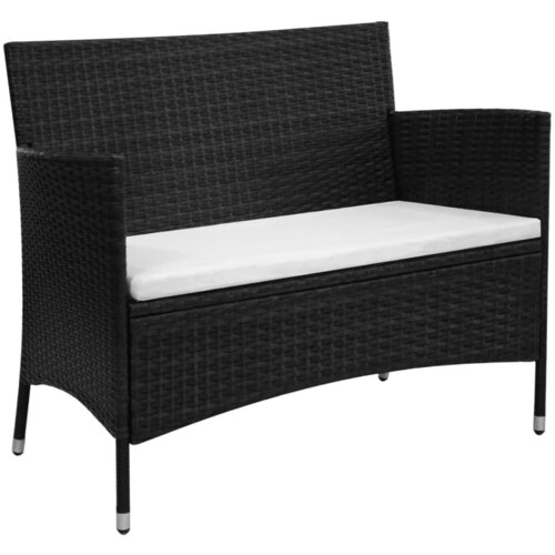 The Living Store Vrtna klop 90 cm poli ratan črne barve - Vrtna Klop, (21475547) Slike