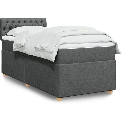 vidaXL Krevet box spring s madracem tamnosivi za 1 osobu tkanine Cijene