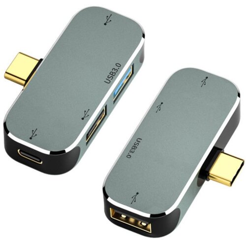 INF 4-v-1 USB-C Hub: A3.0+A2.0+Type-C+3.5mm Audio, Dvojni USB-C Adapter za Prenosnike, (5000291416) Cene