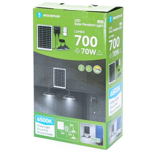 Aigostar LED solarni luster sa senzorom 2x LED/35W/12V 6000 mAh 6500K, prečnik 15 cm Slike