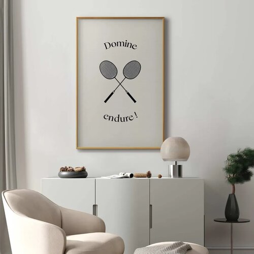  Plakat - Summer Games - Badminton Rackets on a White Background 21x30 Zlatni okvir Cene