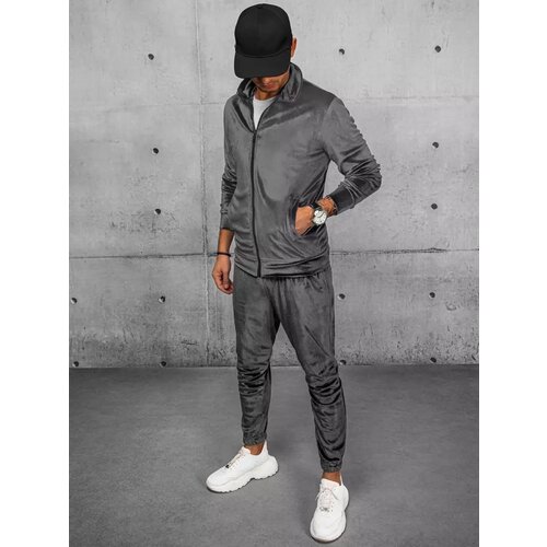 DStreet Men&amp;#039;s Grey Velour Tracksuit Slike