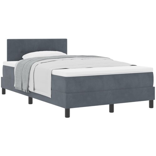 VidaXL Box Spring Postelja z Blazino Temno Siva 120x200 cm Žamet, (22052849) Slike