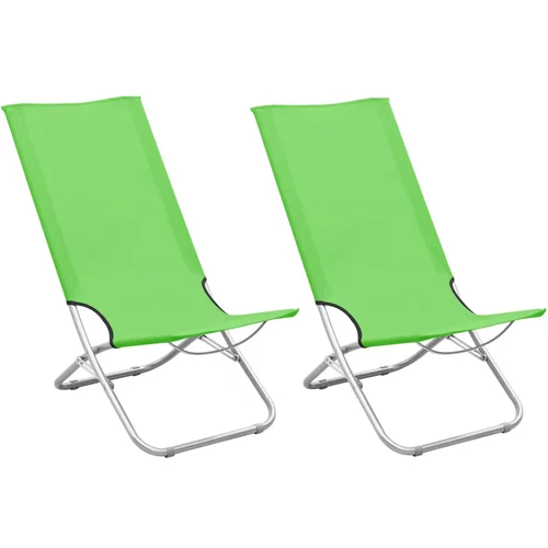 vidaXL Zložljivi stoli za na plažo 2 kosa zeleno blago, (20659988)