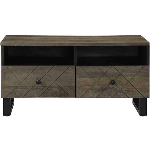 vidaXL Klubska mizica črna 80x54x40 cm trden mangov les Cene