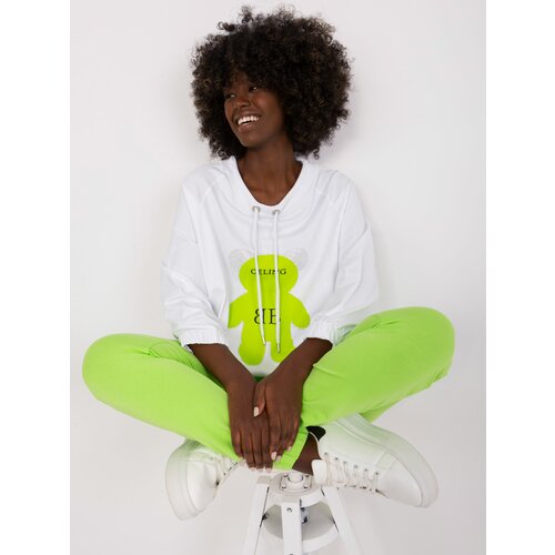 Fashion Hunters Ecru light green tracksuit with trousers Slike