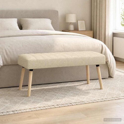  Klupa s utorima Krem 110 x 40 x 46 cm Tkanina Cene