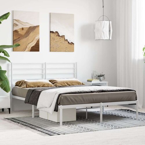 vidaXL Metalni okvir za krevet s uzglavljem bijeli 120 x 190 cm Cene